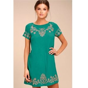 LULUS Tale To Tell Teal to Pink Green Dress